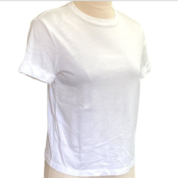 A New Day Cuffed Short Sleeve Crew Neck Cotton Modal Tee XS White 76Q - Picture 2 of 6
